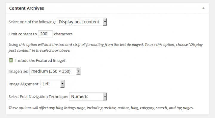 Genesis Framework Theme Settings Content Archives