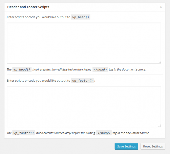 Genesis Framework Theme Settings Header and Footer Scripts