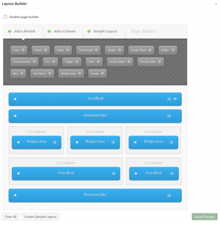 ElegantBuilder Homepage Backend Page Builder