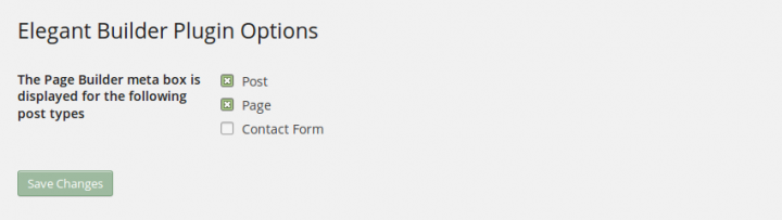 Elegant Builder Settings page