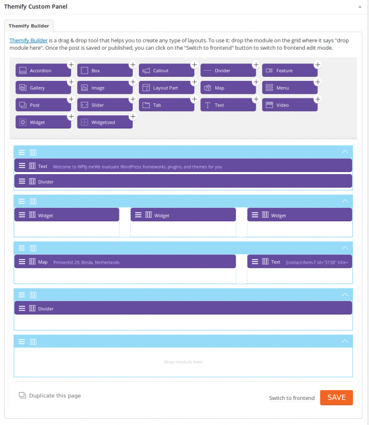 Themify Builder Homepage Backend