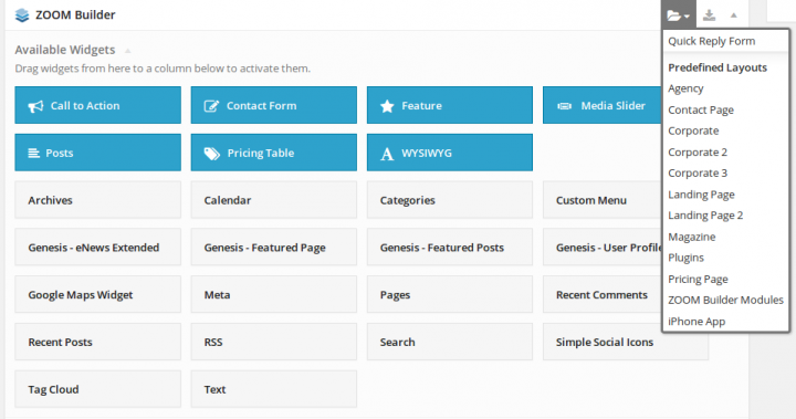 ZOOM Builder Pre-Built Layouts