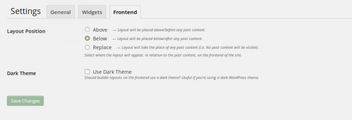 ZOOM Builder Settings - Frontend