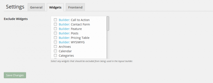 ZOOM Builder Settings - Widgets